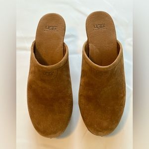 Women’s UGG Abbie Suede Clog Mule in Chestnut brand new